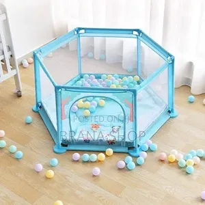 Unique Light Blue Hexagonal Baby Playpen - Spacious