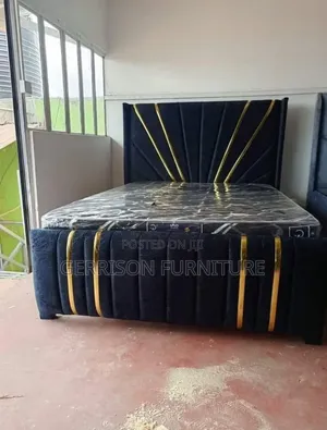 5x6 Luxury Velvet Panel Bed Frame with Mattress