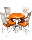 Set of 4 Brown Chairs and 1 White Table - 1