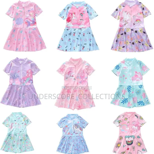 Girls Two-Piece Swimwear Set - Top Dress & Pants - 1