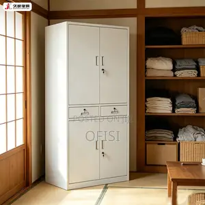 4-Door Steel Office Cabinet with 2 Central Drawers