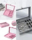 Velvet Jewellery Organizer Box with Glass Lid - 2