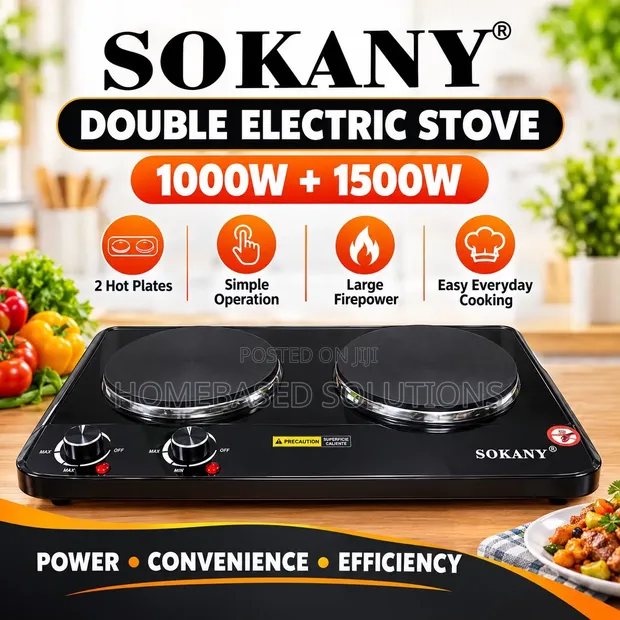 Sokany 1000W + 1500W Double Burner Stove - 1