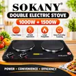 Sokany 1000W + 1500W Double Burner Stove - 1