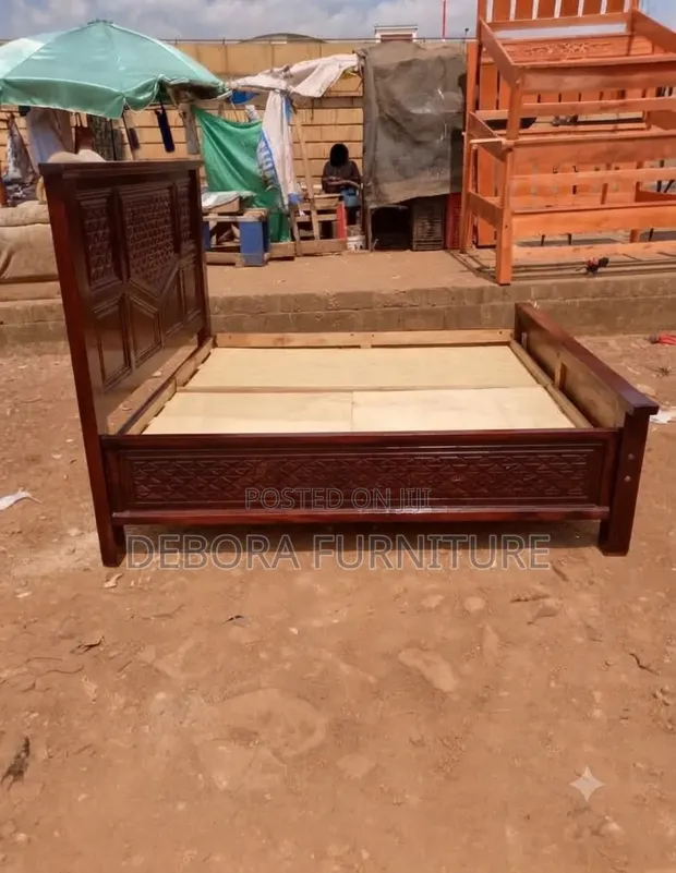 Dark Brown Wooden 5x6 Bed Frame - 1
