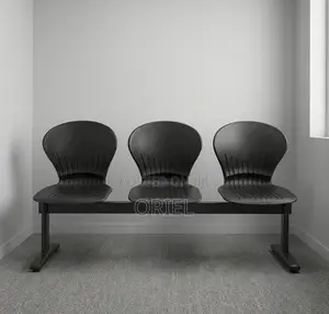3-Seater Black Plastic Office Waiting Bench