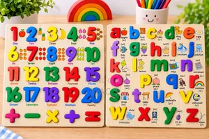 Bodi ya Puzzle ya Mbao ya Kielimu kwa Watoto - ABC & Nambari 1-20