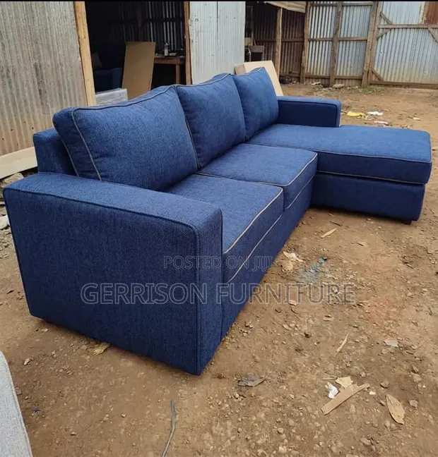 Seti ya Sofa ya Kisasa ya L - Kitambaa cha Kijivu - 1