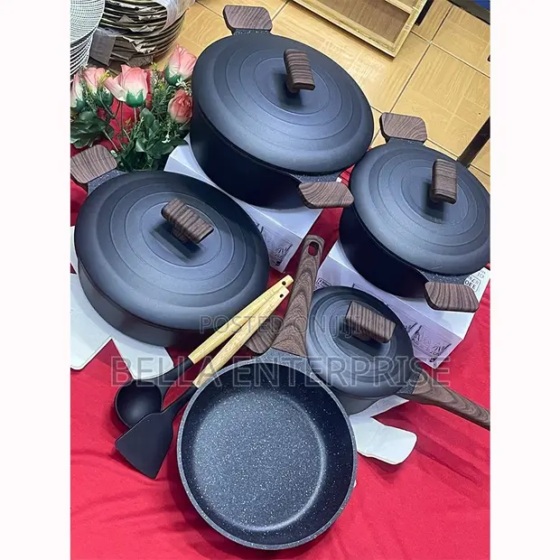 Seti ya Vyombo vya Kupikia vya Enamel Vipande 15 na Casseroles 4, Pan 1 - 1