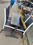 Seti ya 4 Viti na Meza ya Chakula Nyeusi na Nyeupe - 2