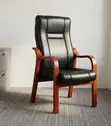 Executive Leather Office Chair with Wooden Frame - 1