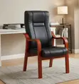 Executive Leather Office Chair with Wooden Frame - 3