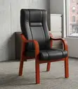 Executive Leather Office Chair with Wooden Frame - 4