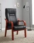 Executive Leather Office Chair with Wooden Frame - 5