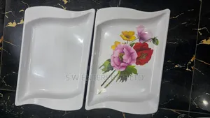 6 Pcs Melamine Plate Wavy Rectangular