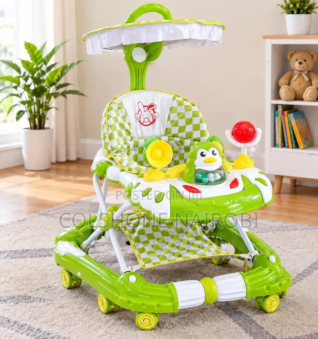 Baby Walker with Canopy & Interactive Toy Tray - 1