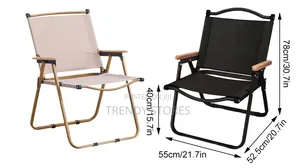 Foldable Outdoor Chair with Wood Armrest