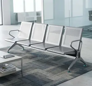 4-Seater Link Steel Bench - White