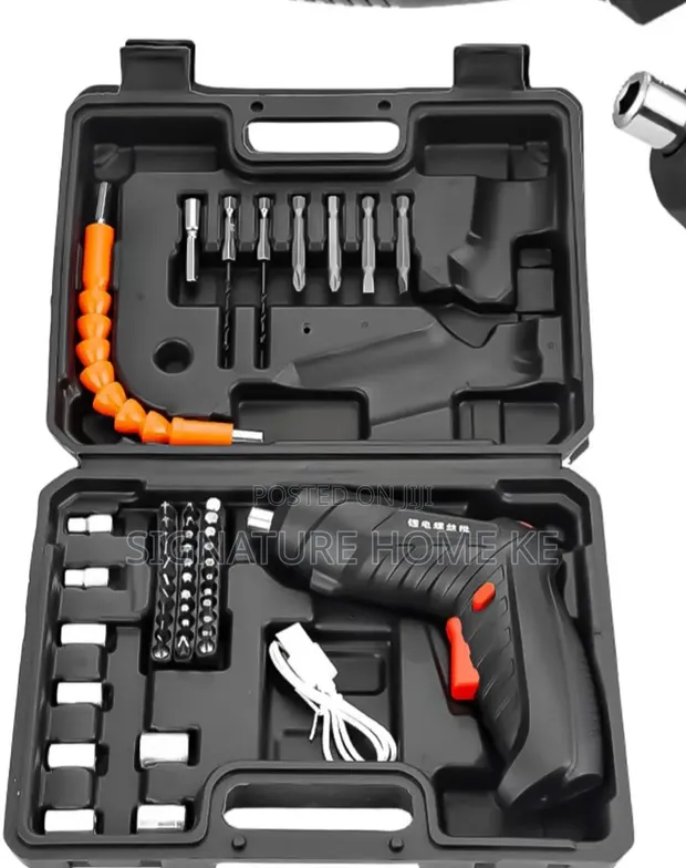 47pc Rechargeable Drill Screwdriver Tool Box Set - 1