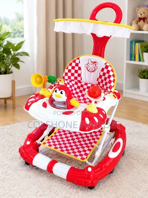 Musical Baby Walker yenye Activity Tray na Canopy