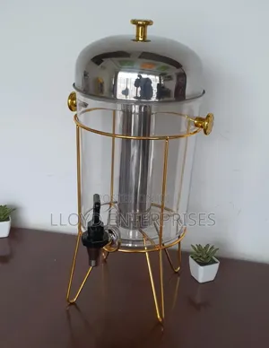 8L Golden Metal Frame Juice Dispenser with Stainless Steel Ice Tube