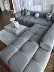 Sofa ya Kifahari ya Kijivu ya Modula ya Sehemu 6 ya L-Shape - 1