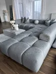 Sofa ya Kifahari ya Kijivu ya Modula ya Sehemu 6 ya L-Shape - 2
