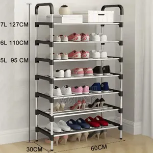 7-Tier Shoe Rack Nyeusi - Mpya Kabisa