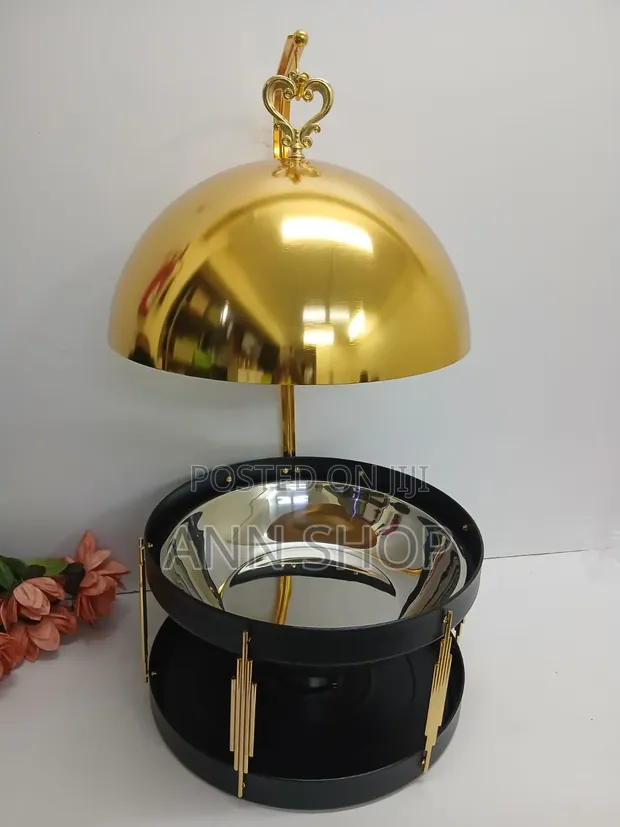 8L Round Chafing Dish - Dhahabu ya Stainless Steel - 1