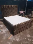 Dark Brown Velvet Super King Bed Frame with Mattress - 1