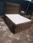 Dark Brown Velvet Super King Bed Frame with Mattress - 2