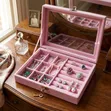 Elegant Velvet Jewellery Box with Clear Top - 1