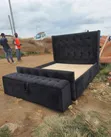 Modern Black Velvet Tufted Bed with Storage Bench - 2