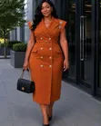 Short Sleeve Blazer Dress yenye Belt - 4