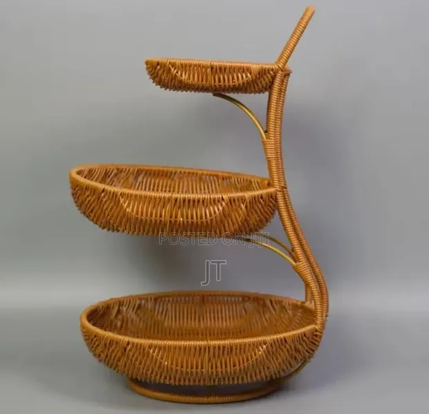 3 Tier Handmade Unique Rattan Fruit Rack - 1