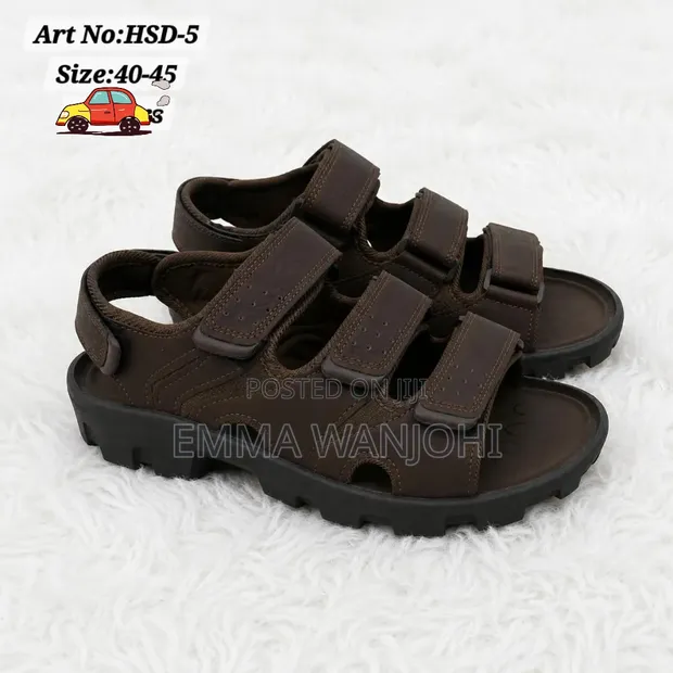 Achock Sandali za Ngozi za Kiume Rangi ya Kahawia - Size 40-45 - 1