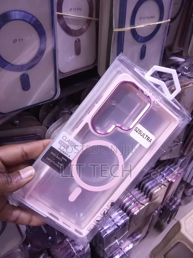 Magnetic Transparent Samsung Galaxy S25 Ultra Case with Pink Accents - 1