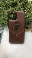 Kava ya Brown Faux-Leather kwa iPhone 13 Pro - 2