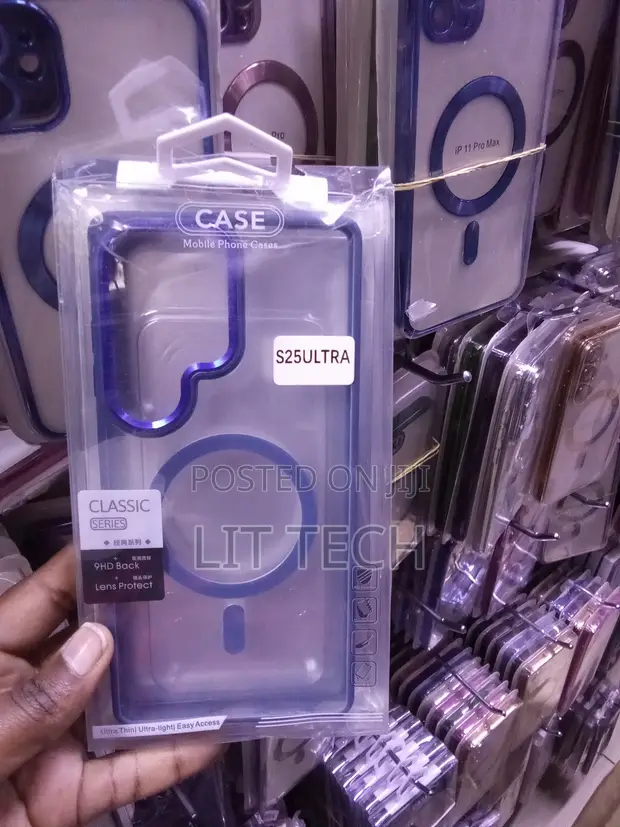 Magsafe Transparent Samsung Galaxy S25 Ultra Case with Blue Borders - 1