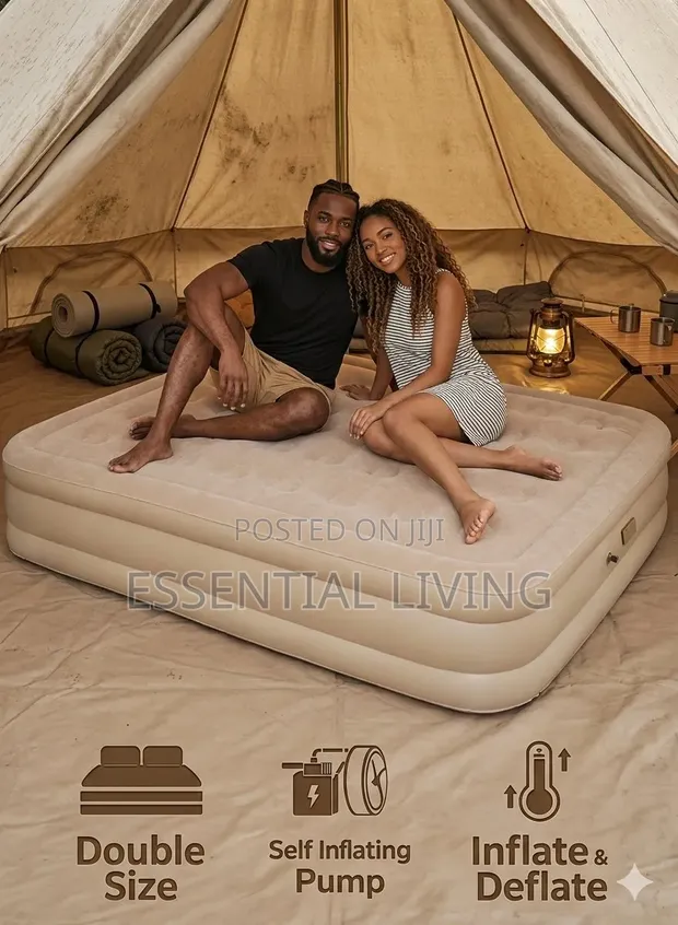 Heavy-Duty Double Inflatable Mattress 6x6 - Self-Inflating Bed - 1