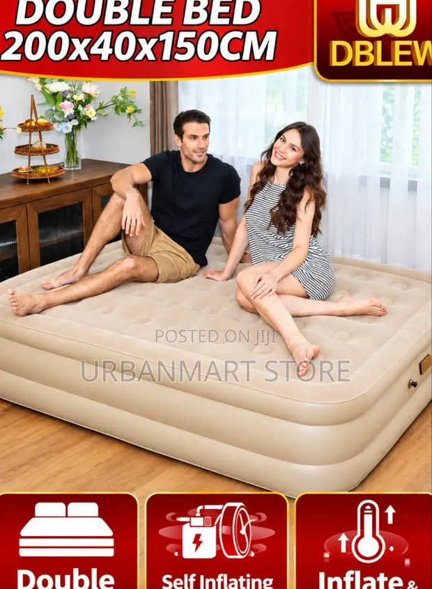 5x6 Queen Inflatable Air Mattress with Electric Pump - 1