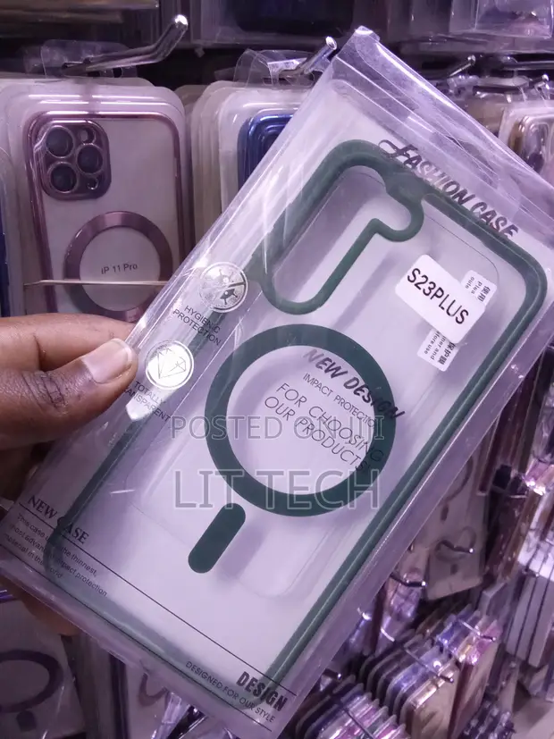 Kifaa cha Samsung Galaxy S23+ cha Uwazi cha Magsafe chenye Vituo vya Kijani - 1