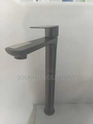 Modern Tall Gunmetal Grey Vessel Sink Mixer Tap