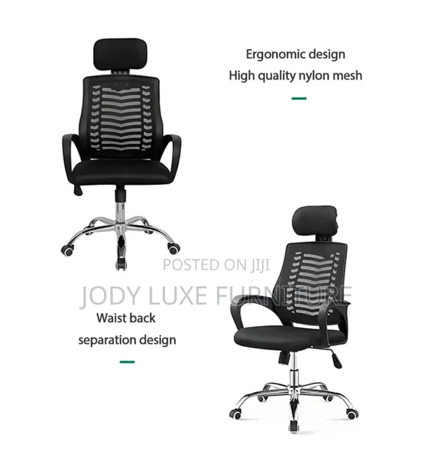 Secretarial Mesh Office Chair with Headrest - New - 1