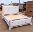 5x6 Wooden Bed Frame with White Chester Cushion - 2