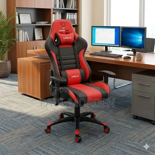 Adjustable Modern Gaming Chair with Headrest & Lumbar Support - 1