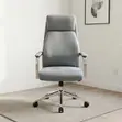 Gray Leather Swivel Office Chair - 2