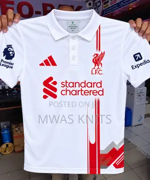 Liverpool FC White Short Sleeve Men's Sports Jersey