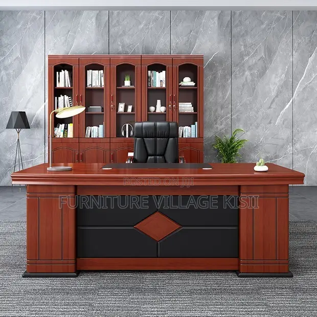 Executive L-Shaped Mahogany Desk - 1