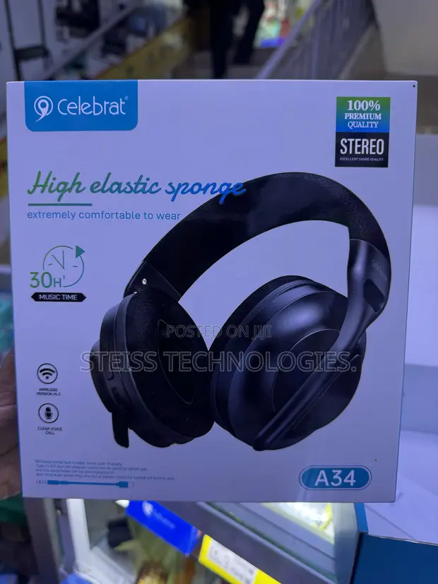 Celebrat A34 Wireless Headphones with Microphone - 1